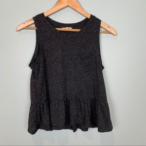 Crop tank peplum heathered gray